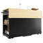 Wood Grain Foldable Kitchen Island Cart with Power Outlet, Rolling Serving Buffet Cabinet with Drawers & Compartments-1263953603
