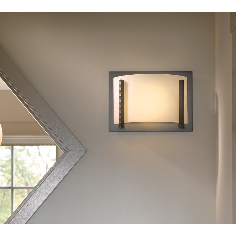 Vertical Bars Forged Flush Mounted Sconce, Vintage Platinum
