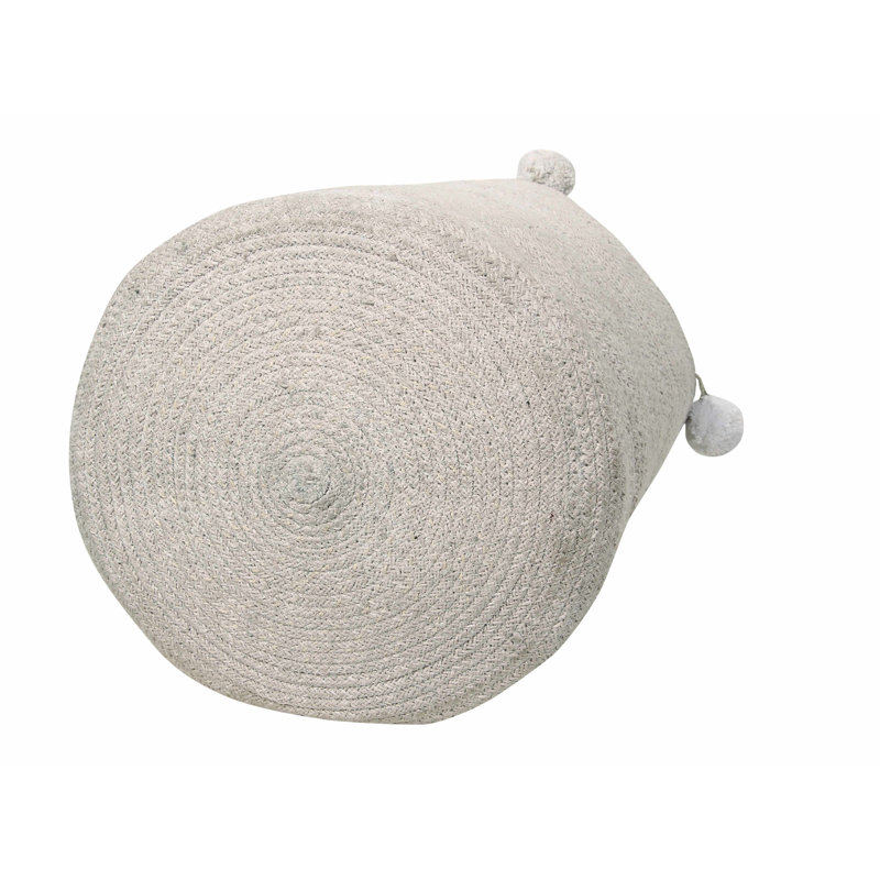 Gray Cotton Pom-Pom Storage Basket