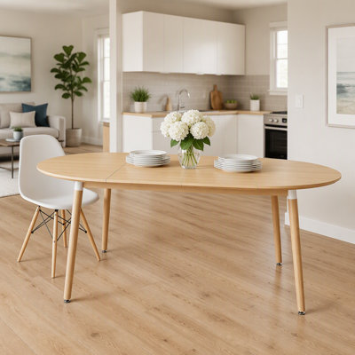 Table de salle à manger extensible 3-en-1, table de cuisine ronde de 43,3 po à 74,8 po ovale avec rails coulissants silencieux de haut calibre, table multifonctionnelle robuste et peu encombrante pour 4 à 8 sièges