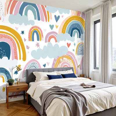 Papier peint adhésif auto-adhésif moderne l 96 po x H 69 po Pez and Stick pour chambre à coucher