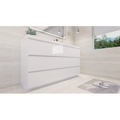 Hanzila 59.05'' Single Bathroom Vanity with Acrylic Top