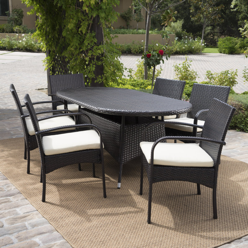 Ensemble repas 7 pièces avec coussins Mccoll, Brun multi
