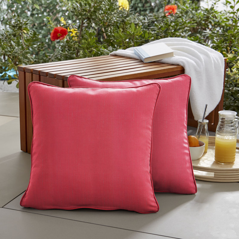 Hansah Outdoor Square Pillow Cover & Insert, Sunbrella Canvas Jockey Red, 24" H x 24" W x 6" D