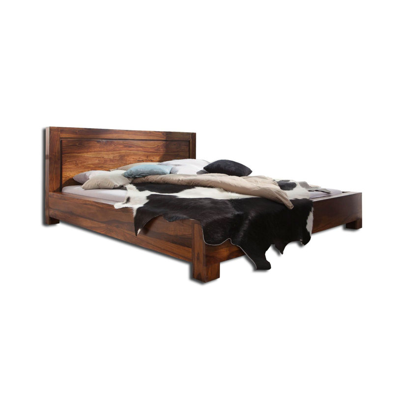 Metro Solid Wood Bed, Brown, 200cm W x 222cm L