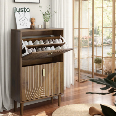 Armoire de rangement pour chaussures de 23,6 po de largeur avec 2 tiroirs rabattables