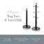 SWAN Elegance Towel Pole and 6 Cup Mug Tree Set with Textured Gloss Finish, Stainless Steel Accents and Non-Slip Bases-114165506