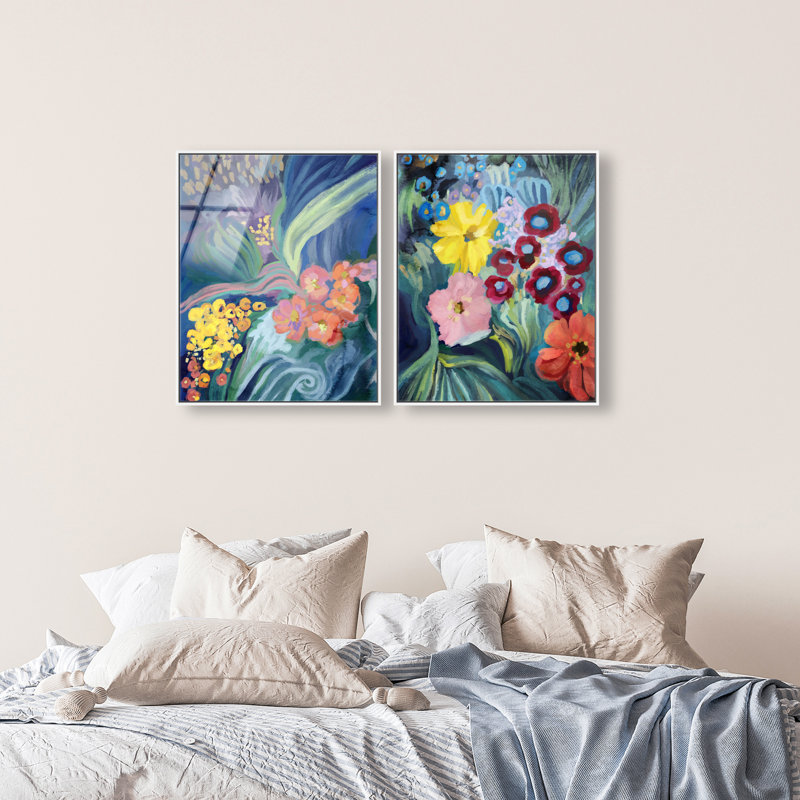 Spring Motion Set Set by Oliver Gal, 50"H x 42"W, White Floater Frame