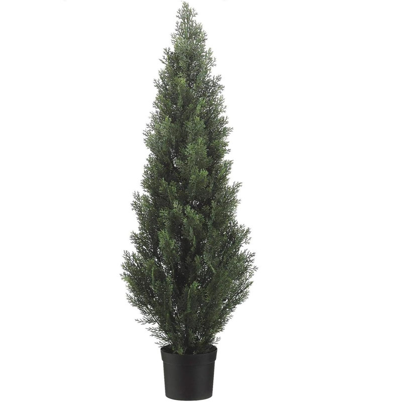 Cèdre vert en faux topiaire en pot, H 59 po x l 16 po x P 16 po