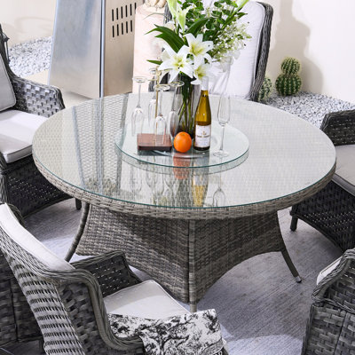 Aalayna Round Outdoor Dining Table With Umbrella Hole , 135cm cm W 135cm cm D