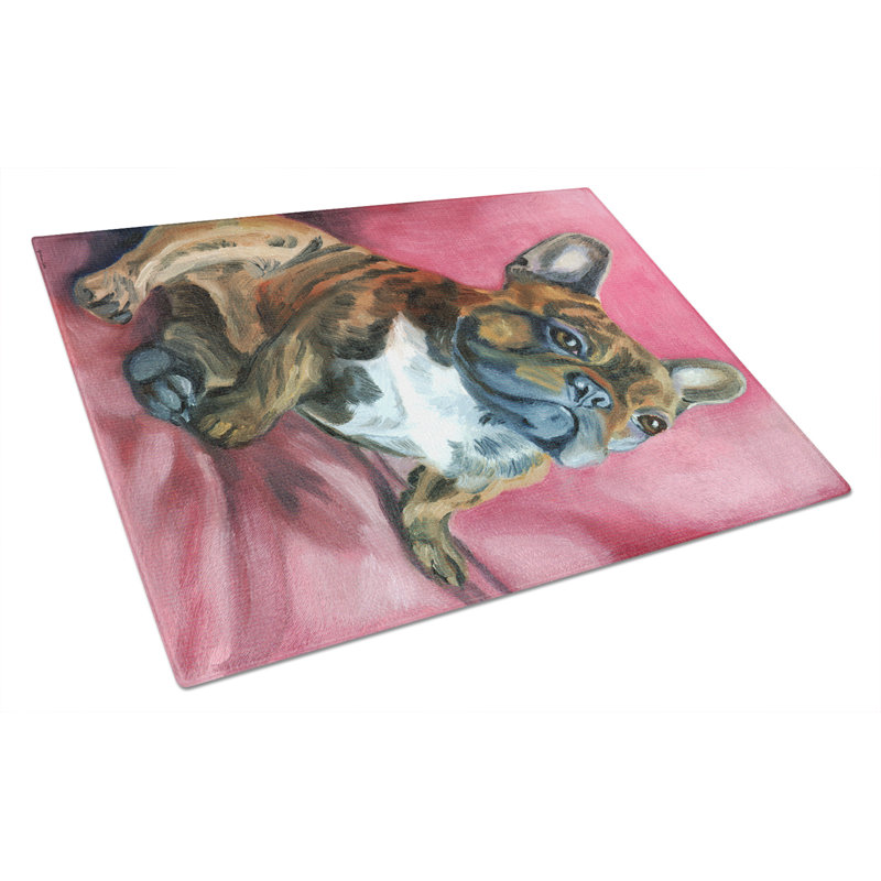 Planche à découper en verre trempé caroline french bouledogue
