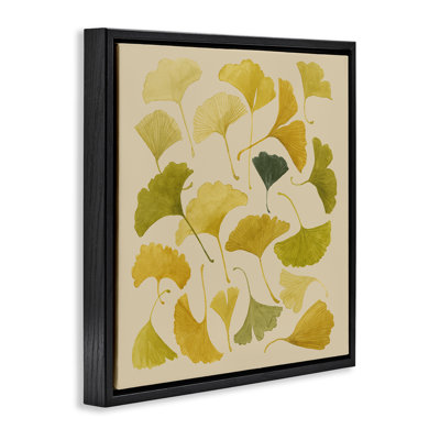 «Ginkgo Leaves», art mural encadré sur toile flottante, design par Grace Popp