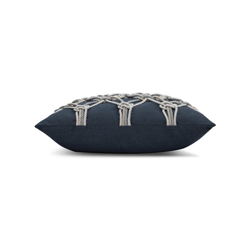 Rope Throw Square Outdoor Pillow Cover & Insert by Elaine Smith, Indigo