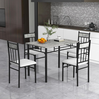 Caspar 4 - Person Marble Top Four Leg Base Dining Set