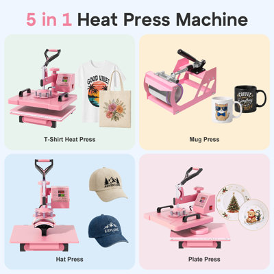 Suteck 5-in-1 Heat Press Machine, Beginner-Friendly 12" x 15" Sublimation Transfer Combo