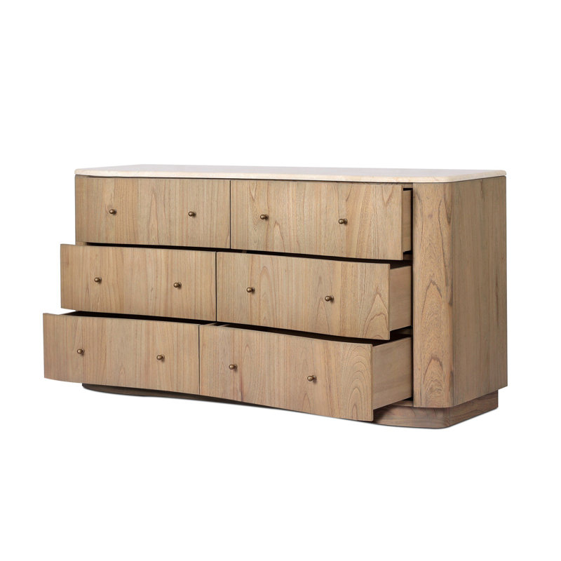 Boa 6 Drawer Dresser-Sandy Mindi Veneer, Sandy Mindi