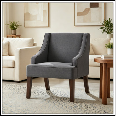 Modern Upholstered Accent Armchair with Wood Legs