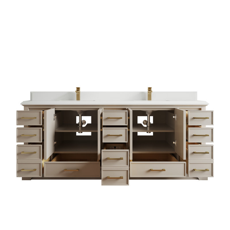 Ensemble de meuble-lavabo double 84 po Charlotte, Blanc