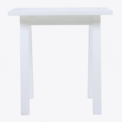 Acacia Wood Accent Side Table In White PU, Weather-Resistant Rectangular End Table For Patio, Garden, Lawn, And Living Room(White PU)