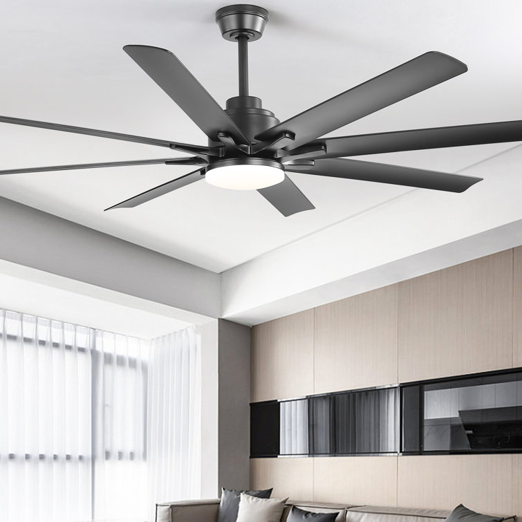 Brixham 66 Inch Large Ceiling Fan With Dimmable Led Light 8 ABS Blades Smart Remote Control Reversible DC Motor For Living Room