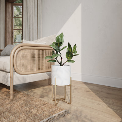 Citlalli Metal Indoor Pot Planter With Ambrose Metal Base Set