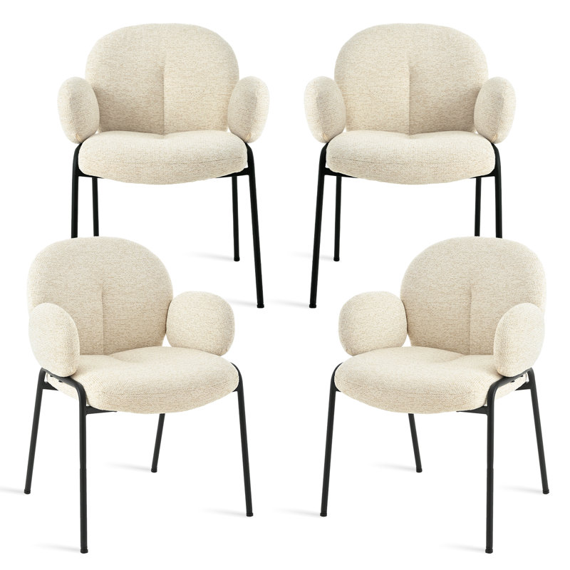 Anston 46cm H Linen Upholstered Metal Armchair, Beige Linen