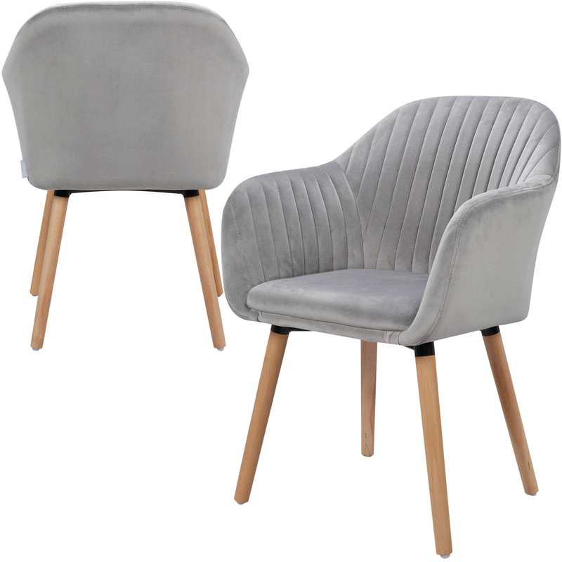 Mirakel 47cm H Velvet Upholstered Armchair, Grey