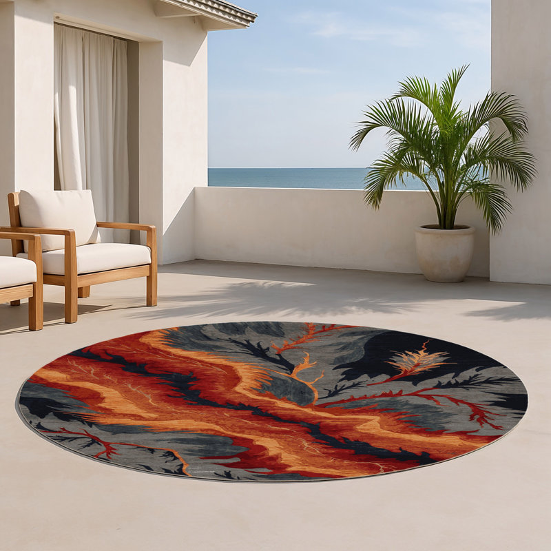Tapis d'intérieur et d'extérieur brun Nature, Rond 5 pi