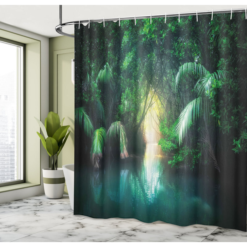 Shower Curtain with Hooks Included, 69" H x 105" W
