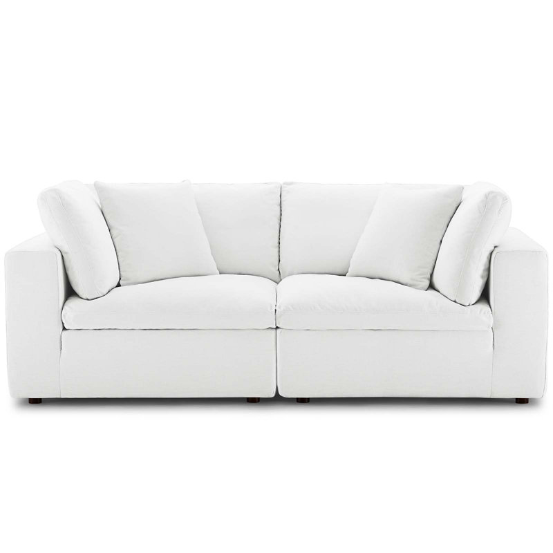 Modway Copper Grove Hrazdan Down-filled Over-stuffed 2-piece Sectional Sofa Set, White 100% Polyester