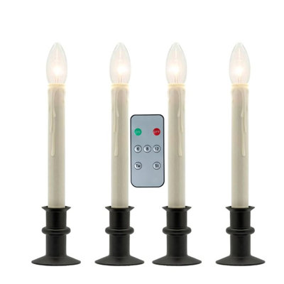 Battery Operated Window Hugger Candles With Remote Set of 4