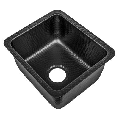 Aluminum Hand Hammered Highball Dual Mount Single Bowl Bar Prep Kitchen Sink 17", Black