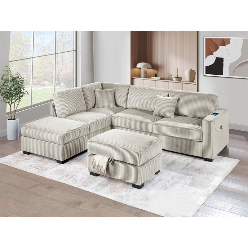 Canapé modulaire réversible en velours côtelé Camel, Velours côtelé chameau