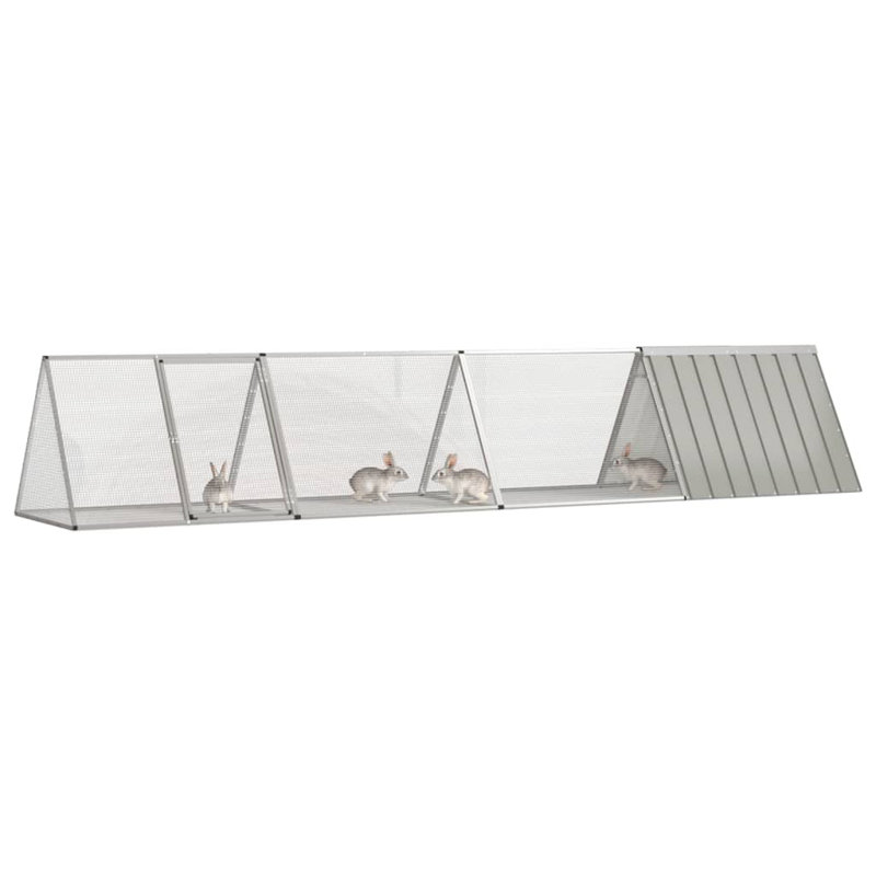  Rabbit Cage Galvanised Steel, 71cm H x 403.5cm W x 80.5cm D, Grey