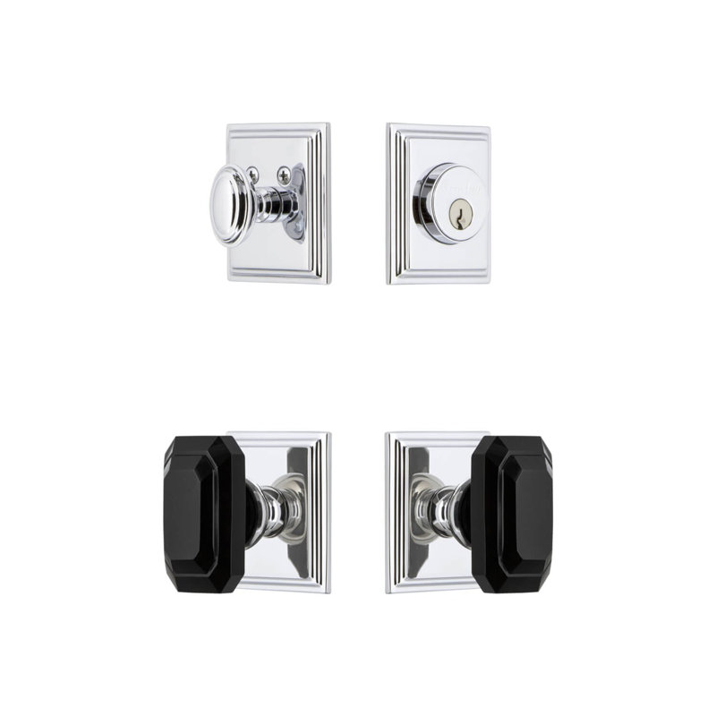 Ensemble d'entrée complet avec rosette Carre, 2.75", Chrome brillant