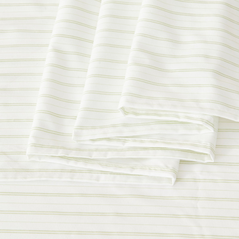 Laurel Green Twin Striped Microfiber Sheet Set
