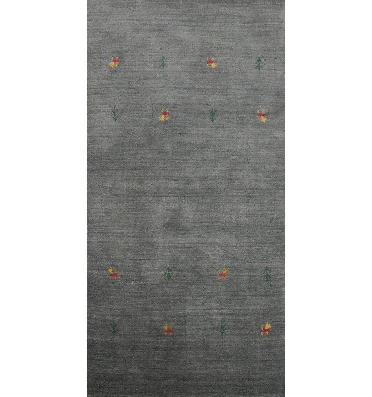 Gray Gabbeh Style Indian Runner Rug 2x5
