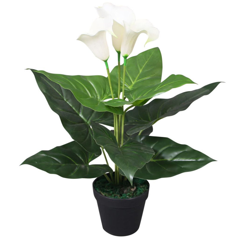 Faux Flowering Plant in Pot, White, 45cm H