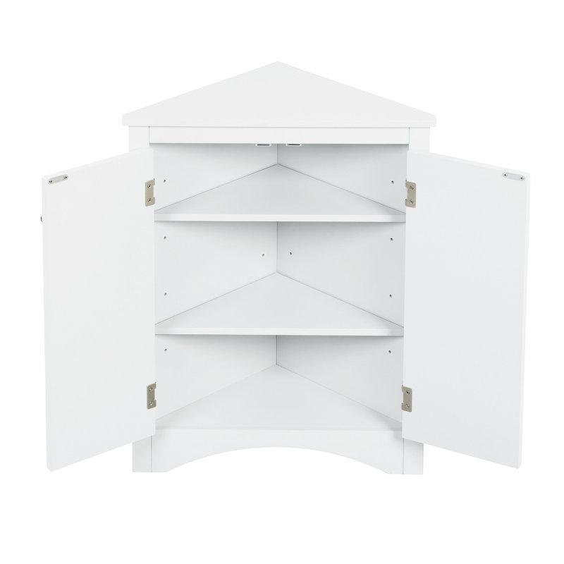 Armoire de rangement blanche triangulaire avec tablettes pratiques réglables pour plancher à usage domestique - Conforme aux exigences en matière de décoration
