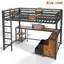 Lit mezzanine simple très grand avec bureau intégré, rangement non tissé et structure silencieuse