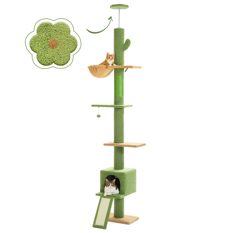 Tour pour arbre à chat à hauteur réglable à 5 niveaux pour chats d'intérieur avec maisonnette pour chat, poteau à griffes et échelle pour chat