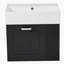 Meuble-lavabo mural de 21,8 po avec lavabo, armoire flottante murale, grand tiroir, tablette réglable, porte-papier hygiénique, système de fermeture en douceur, noir-750949019