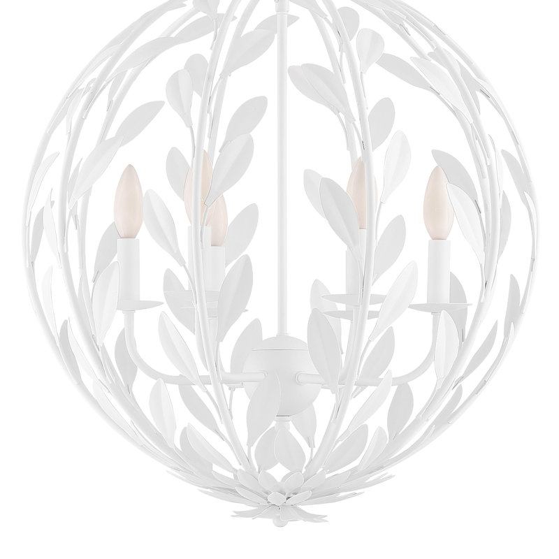 Broche 6 Light Candle Chandelier, White