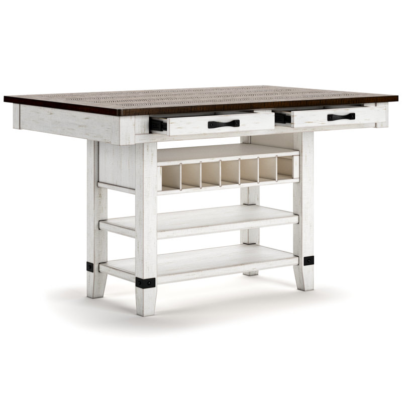 Reclaimed Pine and White Rectangular Counter Height Dining Table