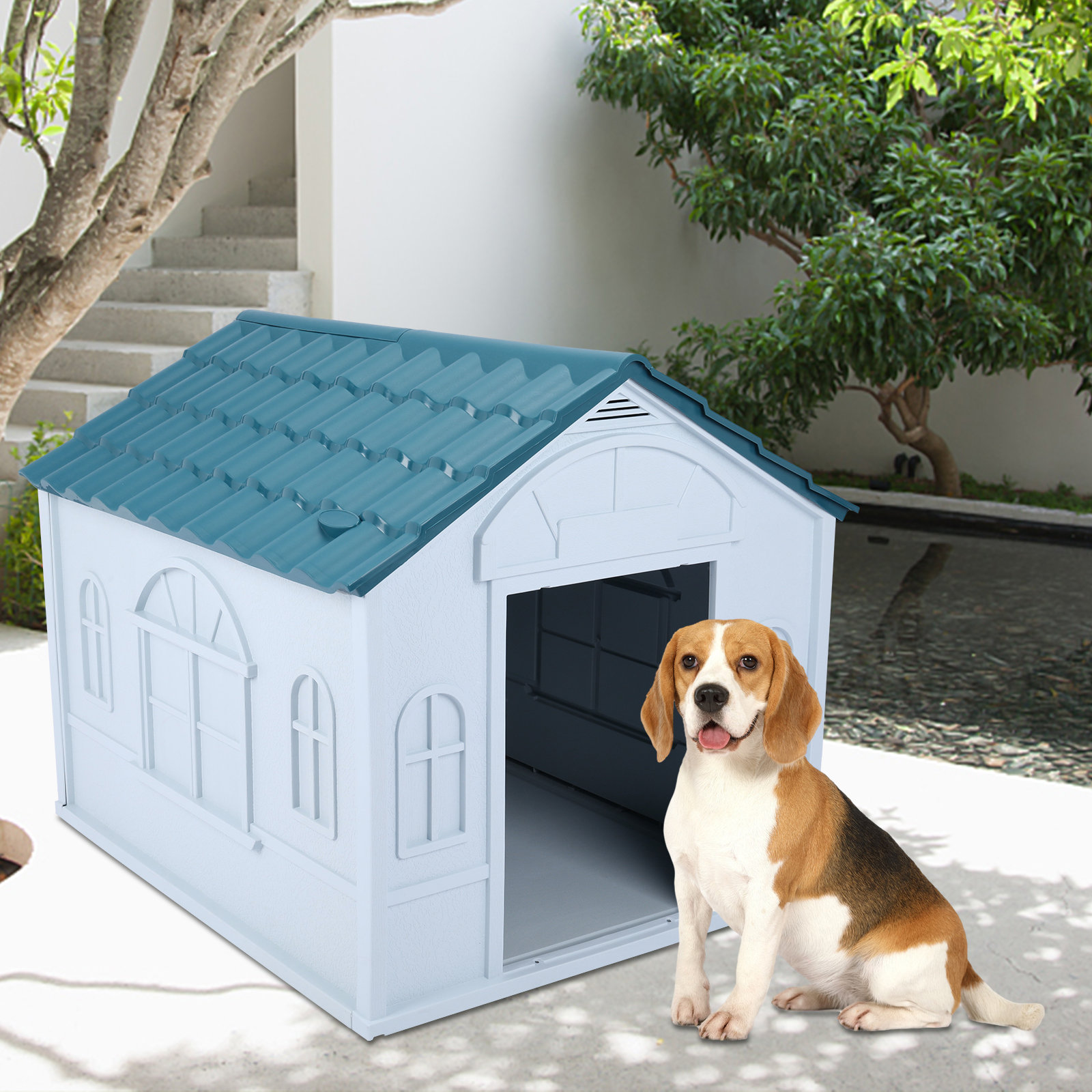 Tucker Murphy Pet™ Aythan Blue/White Plastic Dog House - Wayfair Canada