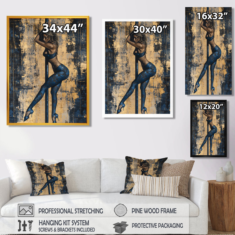«Tempt Me Exotic Pole Dancer - Woman Stripclub», reproduction d'art murale, H 20 po x l 12 po, Cadre simple noir