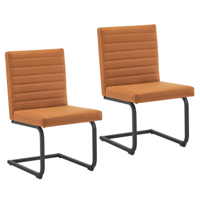 19" H Mid-Century Modern Armless High Back Side Chair Faux Leather Upholstered Dining chairs