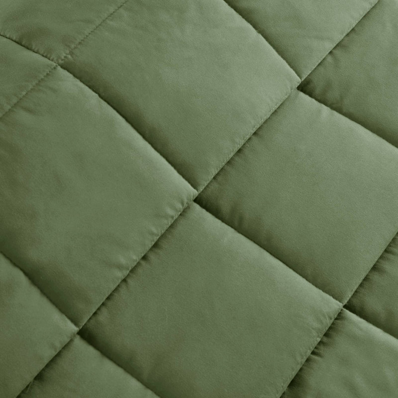 Couverture légère en duvet synthétique avec bordure en satin , Double/grand, Vert