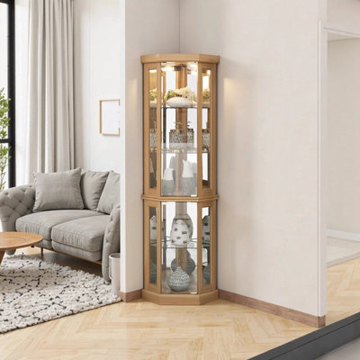 Vitrine d'angle vitrée d'angle pour vitrine d'angle pour le salon, la vitrine, la collection Antique, le vin et le bar