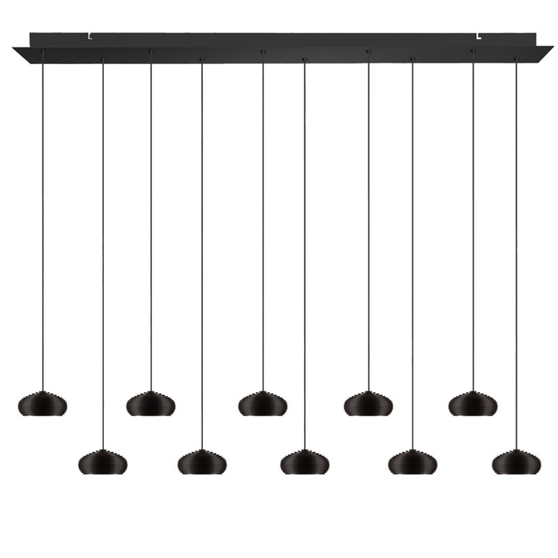 Luminaire suspendu en forme de dôme à DEL 10 lumières Chana, Noir, noir, noir, noir